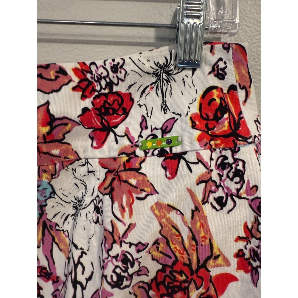 Swing Control Skirt Women's Size 10 White Red Floral Rayon Stretch High‎ Waisted - Picture 9 of 10